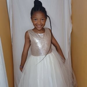 Blush rose gold flower girl dress